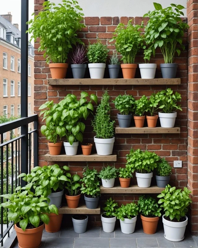 Balcony décor with small herb planters: Creating a Cohesive Layout