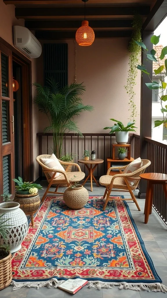 Balcony décor with woven outdoor rugs: Choosing the Right Style