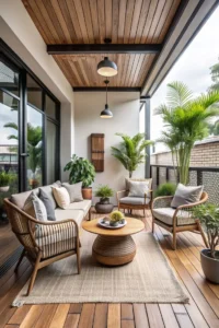 Balcony decoration with wooden accents: A Timeless Design Choice