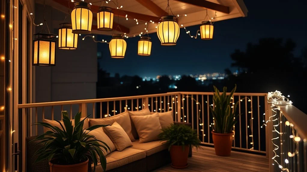 Balcony Lighting with Lanterns Ideas: Creating a Warm Nighttime Oasis