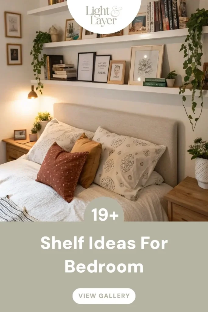 Bedroom Bliss: Natural Wood Shelves for Calm and Order