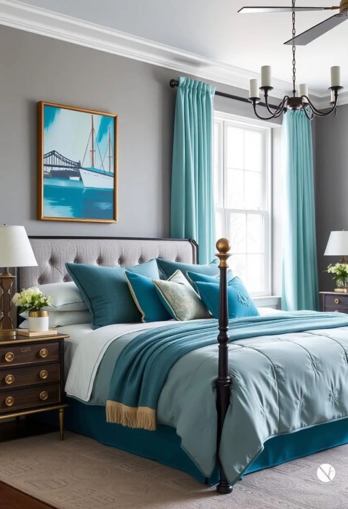 Bedroom Transformation with Grey and Turquoise Accents