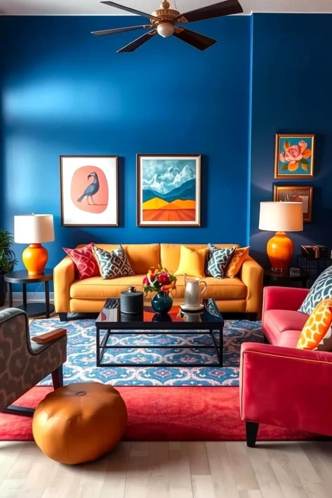 Bold Color Accents for Modern Living Rooms