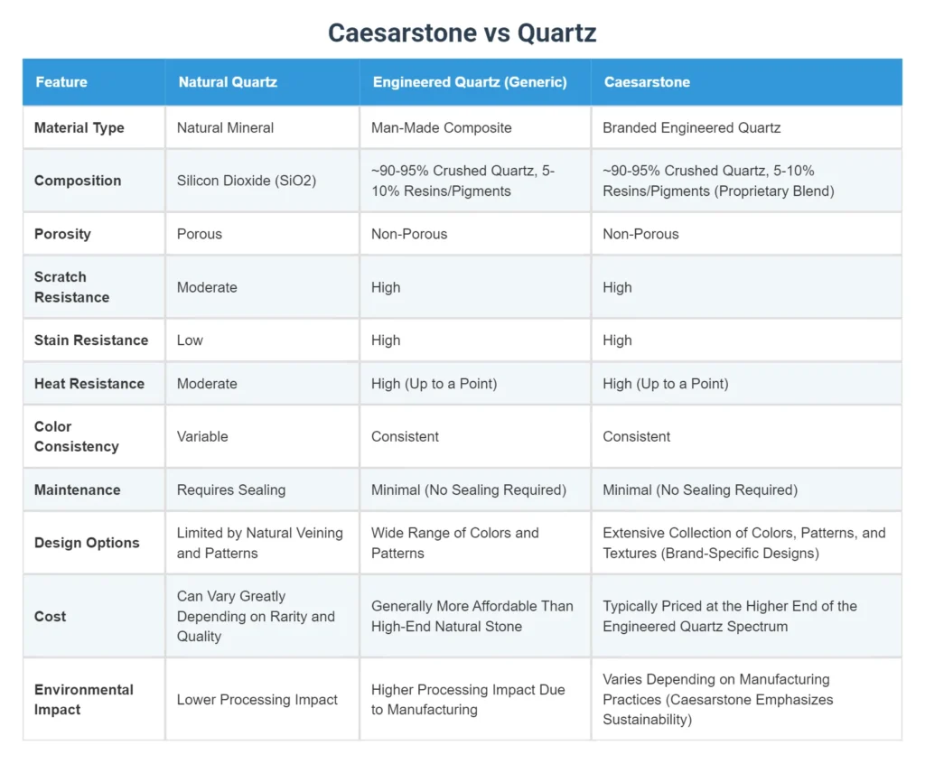 Caesarstone vs Pental Quartz: Core Material Differences