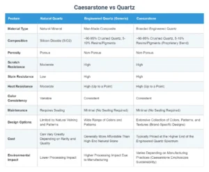 Caesarstone vs Pental Quartz: Core Material Differences