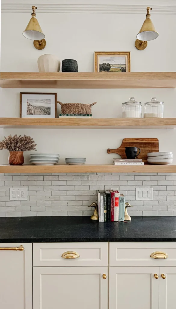 Cozy Kitchen Shelf Lighting Ideas: Pendant Lights Over Shelves