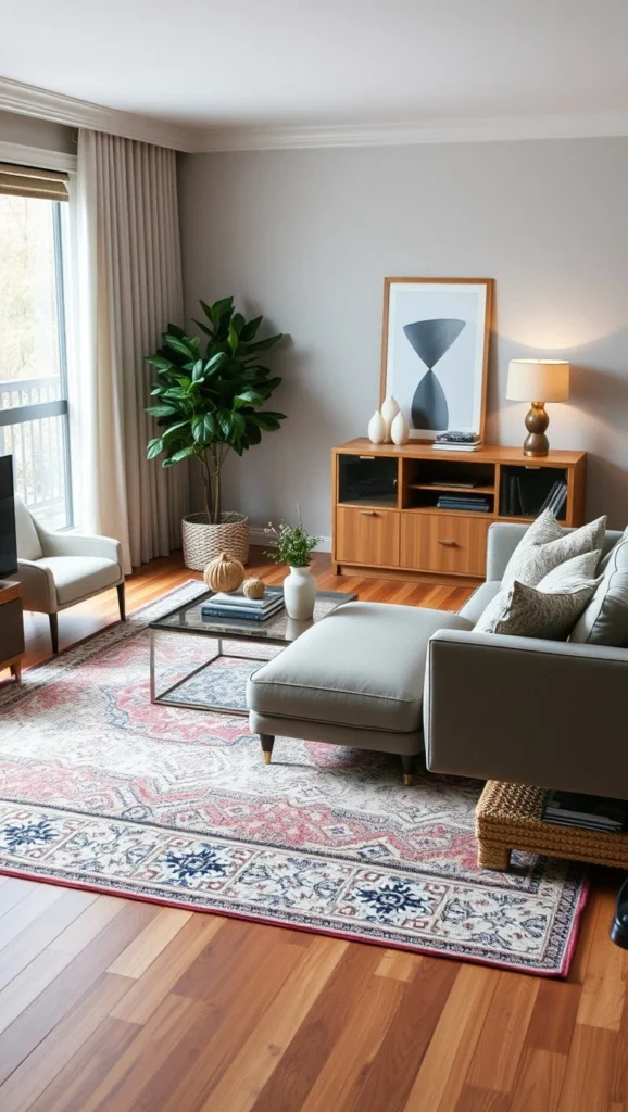 Cozy Living Room Layered Rug Styling: Color & Pattern Harmony