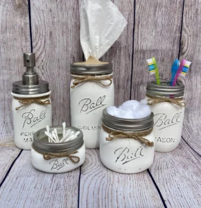 Creative bathroom décor with glass jars