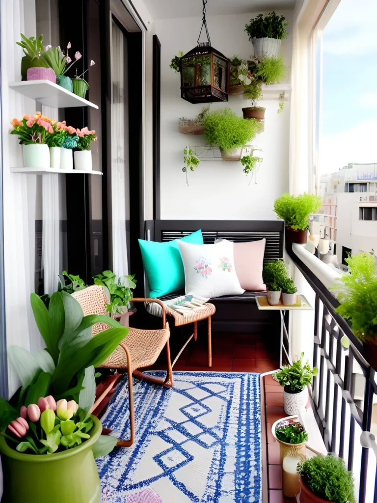 Designing layout and style for balcony décor with potted plants