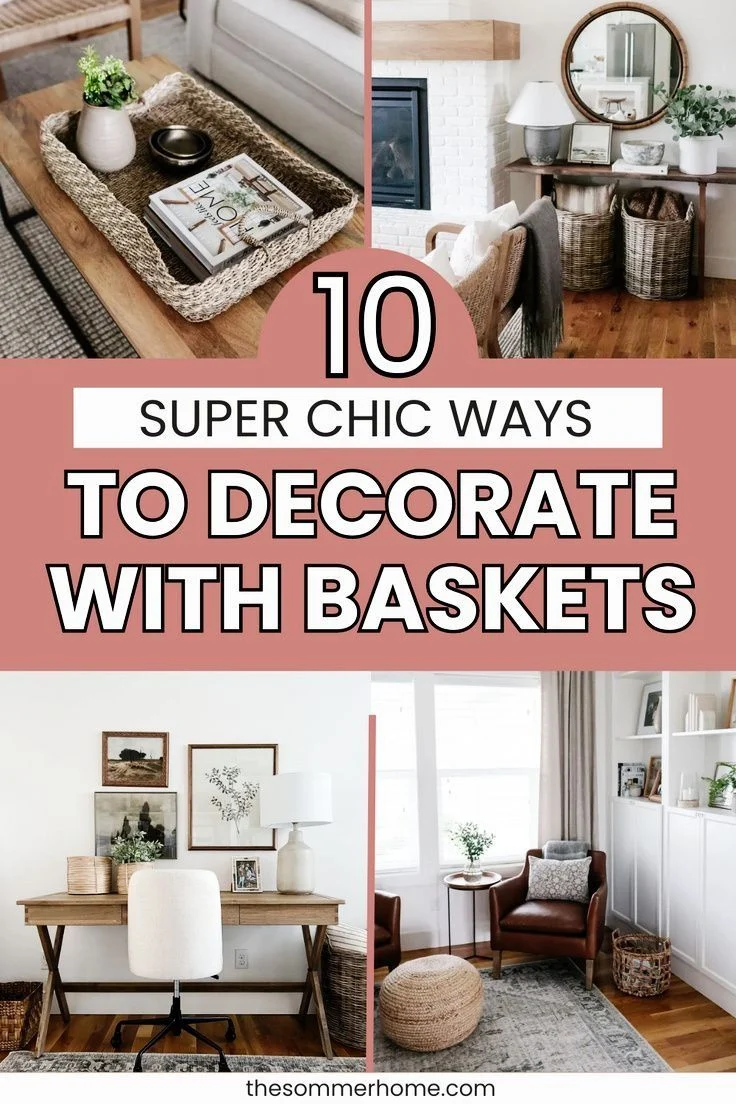 DIY décor with decorative baskets: Living Room Makeover