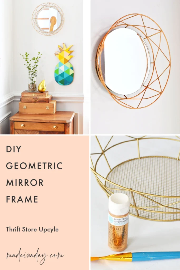 DIY decorative mirror frame ideas: Geometric Metallic Accents