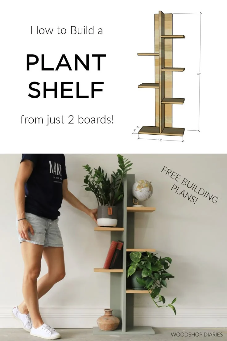 DIY plant shelf with wooden boards: Design Planning