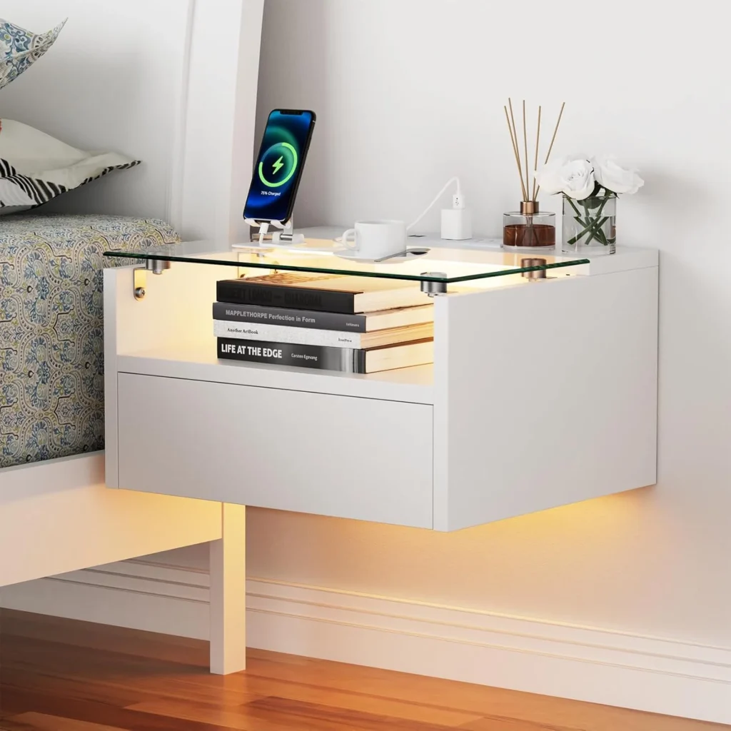 Floating Nightstands with Integrated Lighting