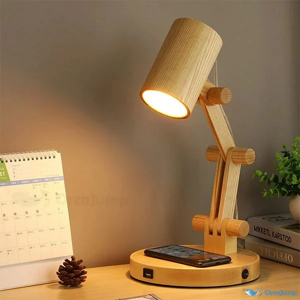 Lighting balance: pairing wooden desk lamps with ambient sources