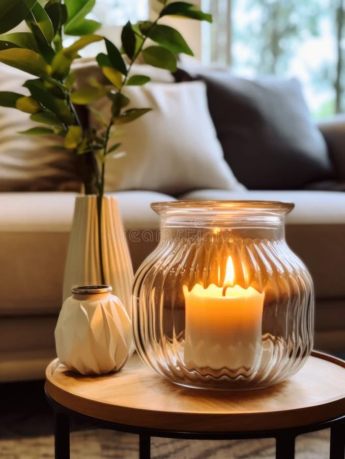 Living Room Ambiance with Glass Jar Accents