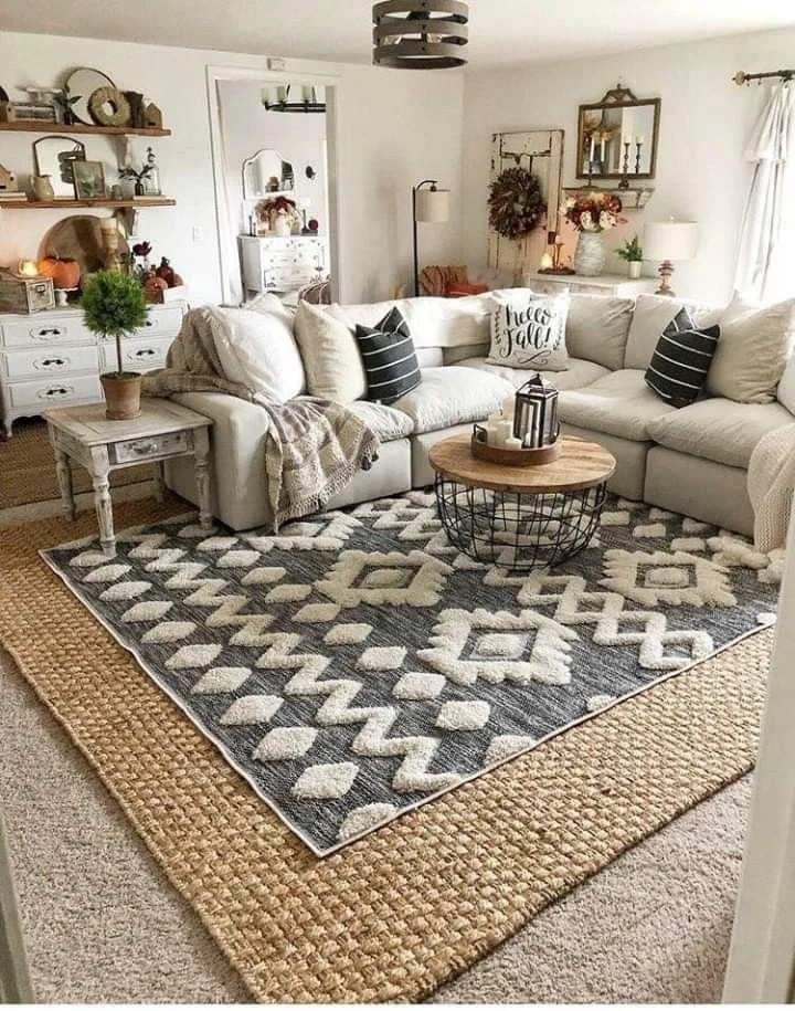 Living Room: Layering Texture with Woven Rugs and Throws