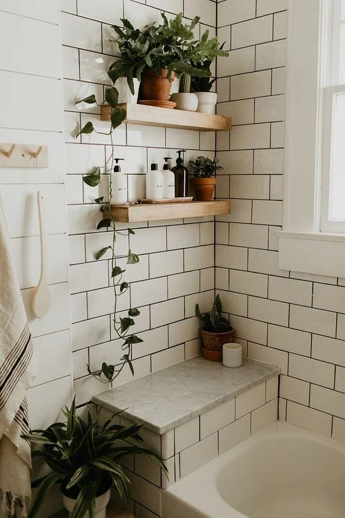minimal bathroom plant shelf ideas