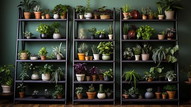 Mixing Materials: Wood, Metal, and Glass in Plant Shelf Styling Ideas