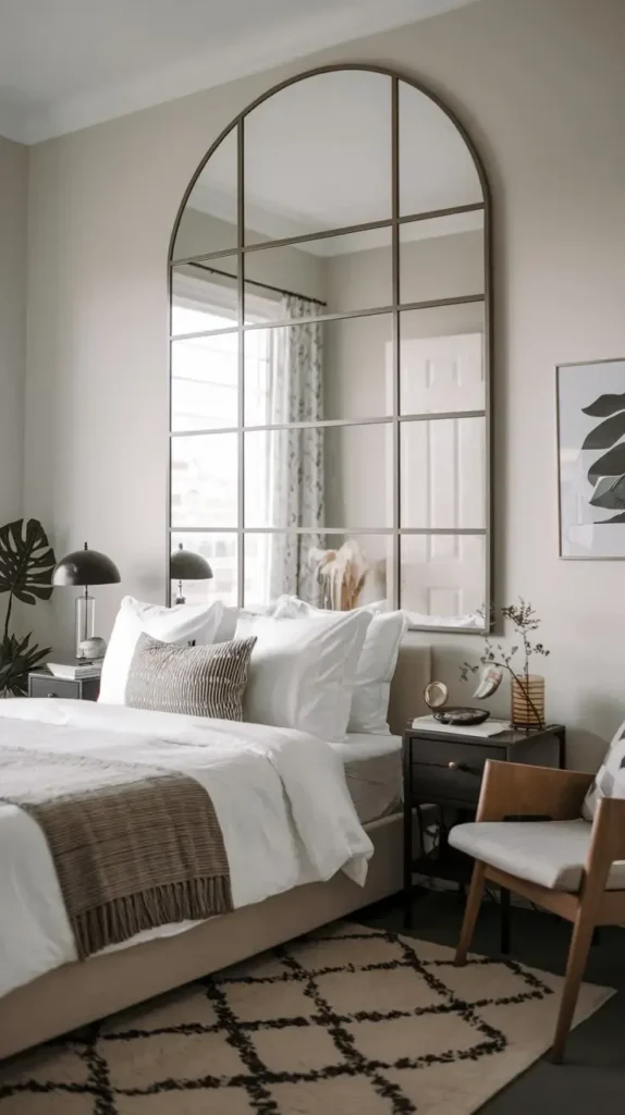 Simple Bedroom Wall Décor Ideas with Statement Mirrors