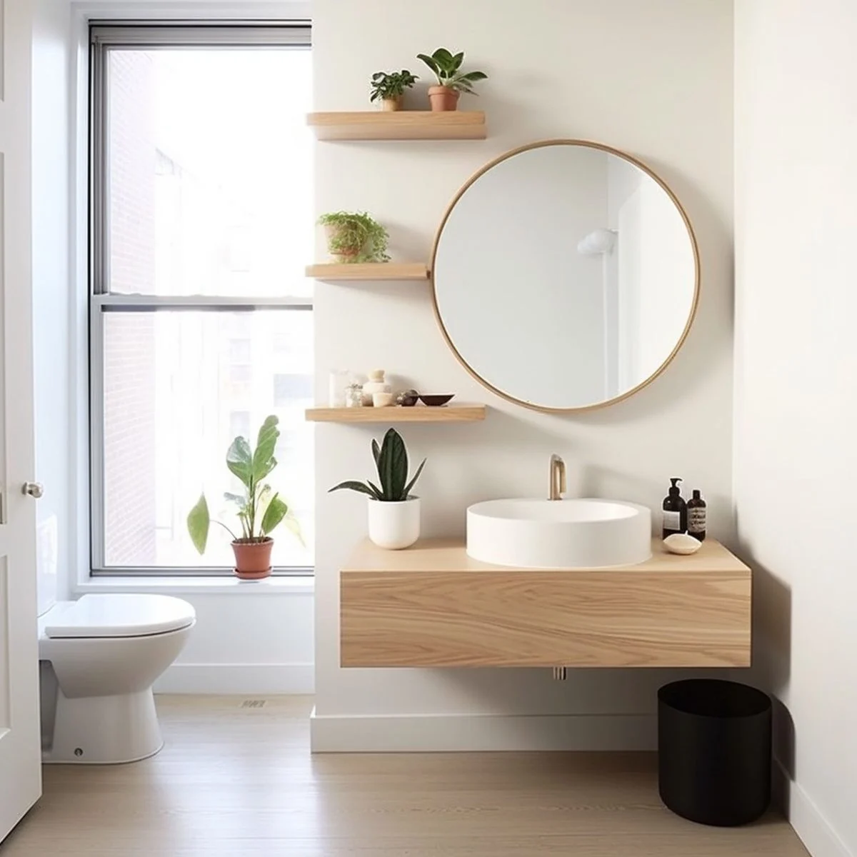 small bathroom floating shelf styling: why it works in tight spaces