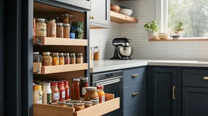 Space optimization strategies with kitchen drawers vs pull out shelves
