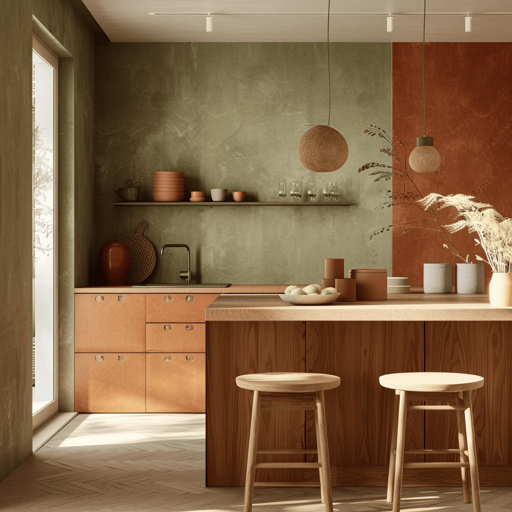 Sustainable Materials and Earthy Accents