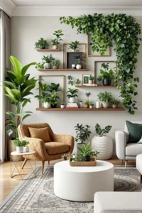 Wall Styling Ideas with Plants for Living Rooms