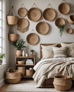 Why bedroom décor with woven baskets works