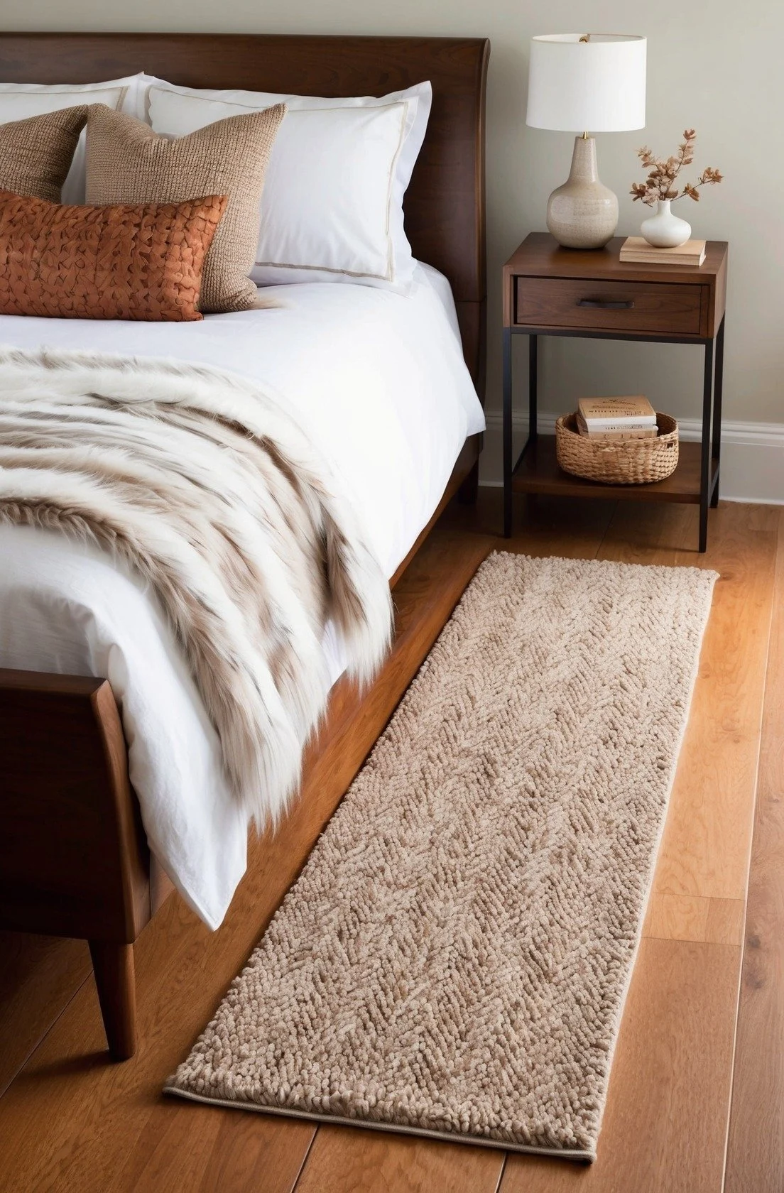 Why bedroom décor with woven bedside rugs matters