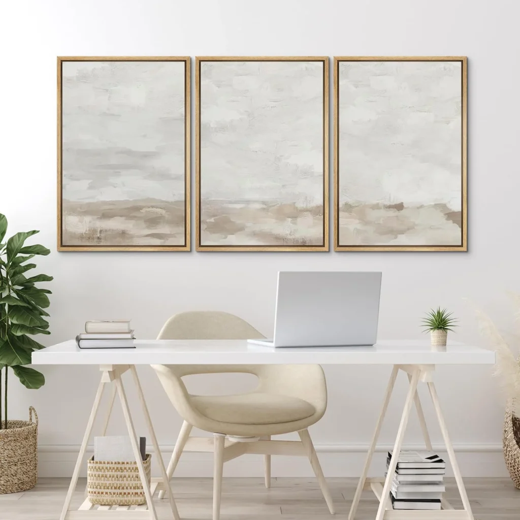 Why Neutral Wall Art Works Perfectly in a Home Office