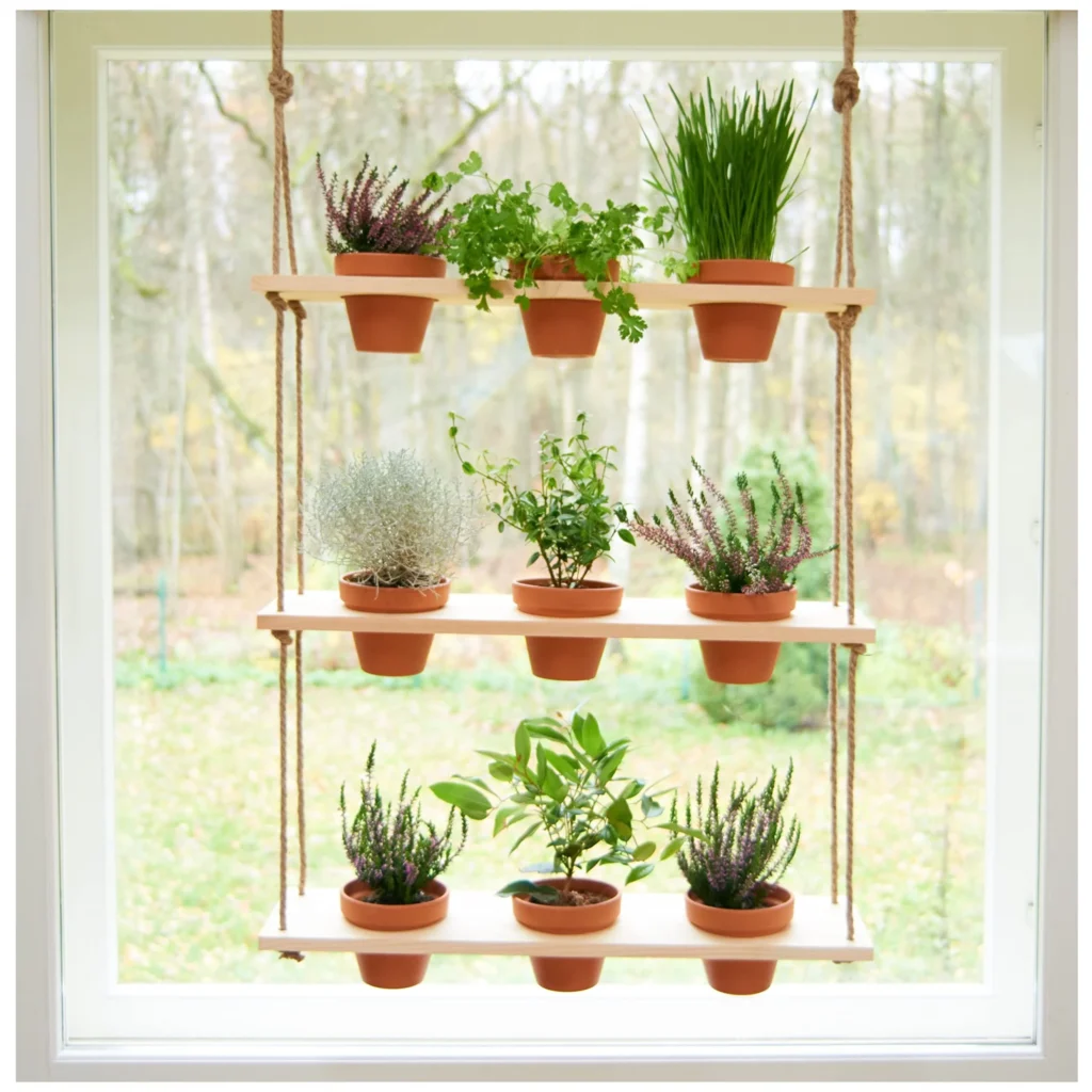 Floating shelves with integrated planters