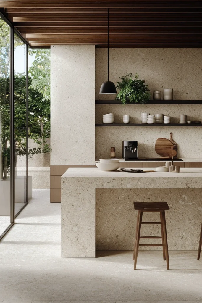Integrating neutral ceramics with existing kitchen elements