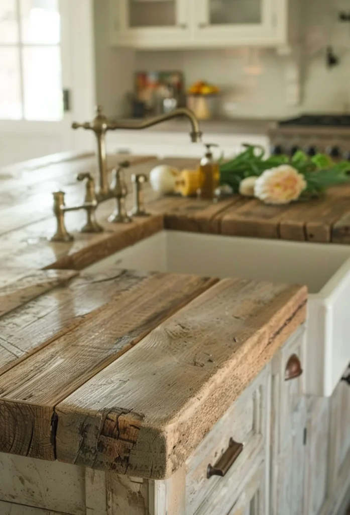 Integrating wooden boards into countertops and islands