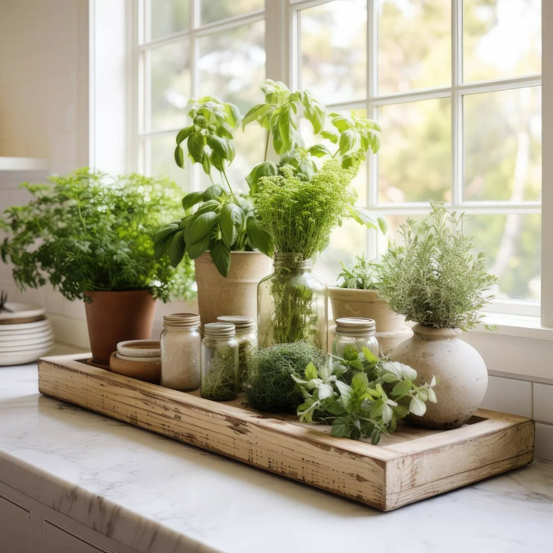 kitchen counter décor ideas with plants: creating a green focal point