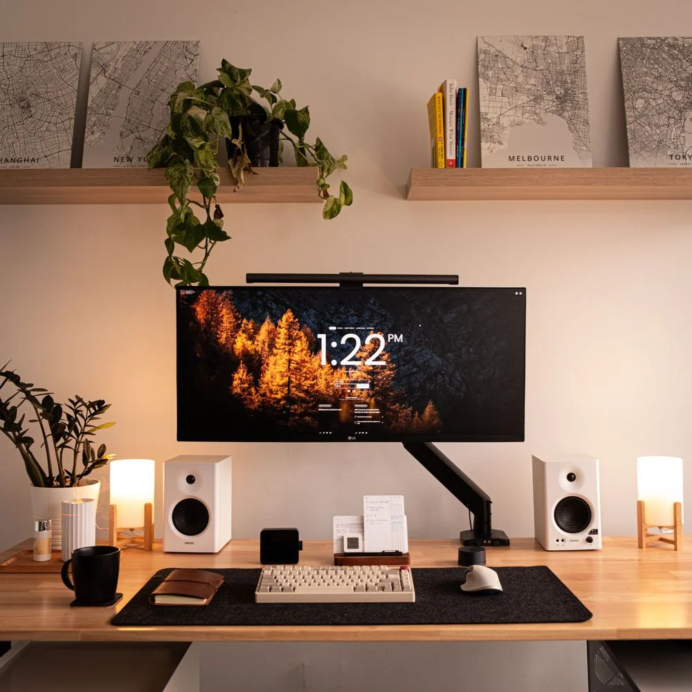 Lighting Strategies for a Neutral Desk Setup