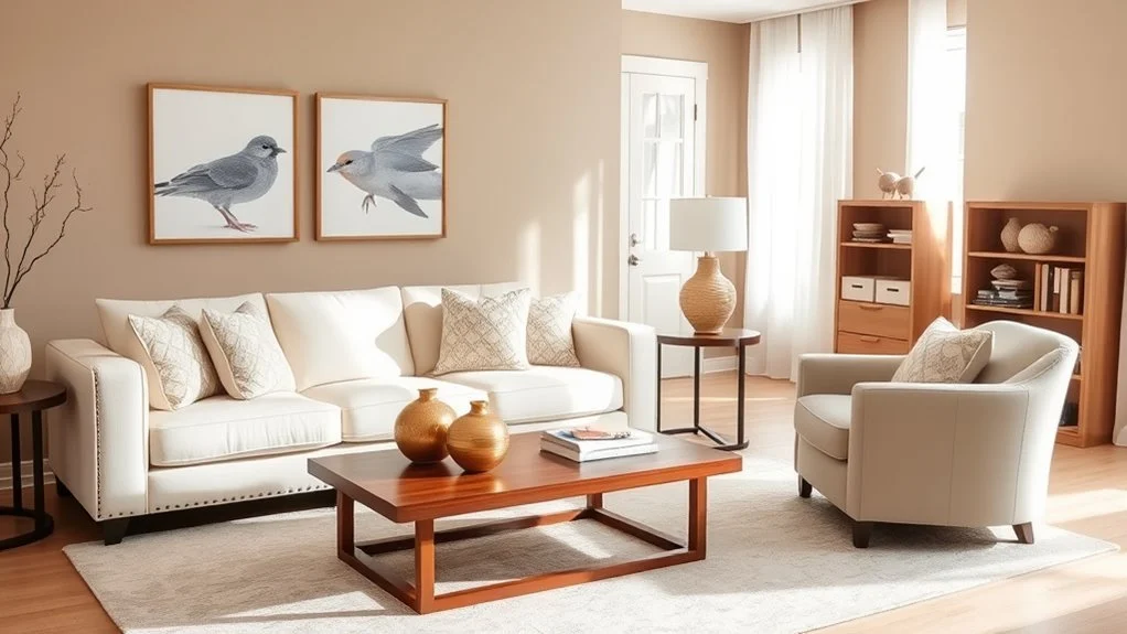 Living Room Transformation with Warm Beige