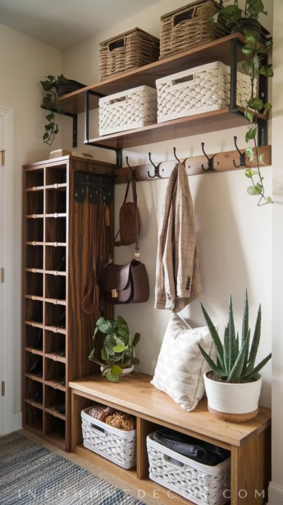 Smart storage solutions for small entryways