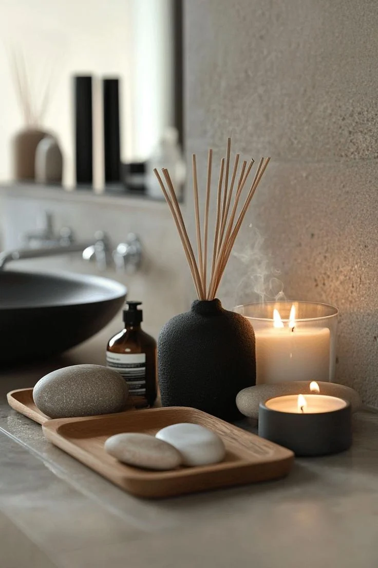 spa bathroom décor with candles: Foundations of a Calming Retreat
