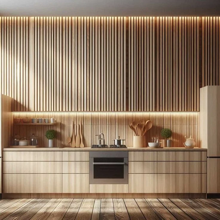 Wall treatments: wooden board backsplashes and paneling