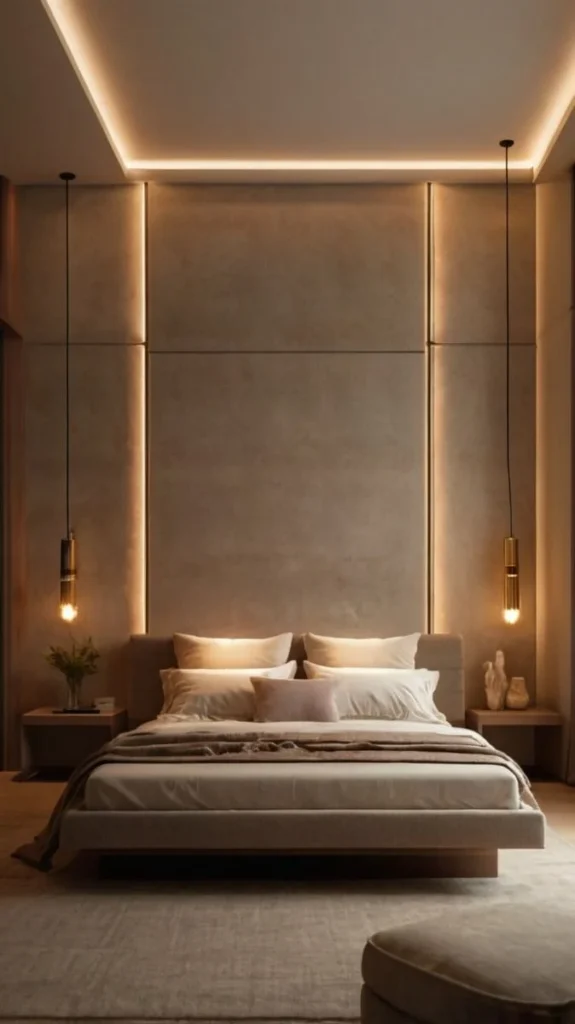 Warm bedroom lighting design ideas: Statement Fixtures for Personality