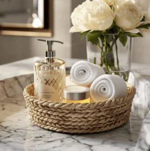 Why bathroom décor with woven baskets works for every style